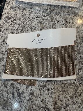 Free People Gold Crystal Mesh Choker